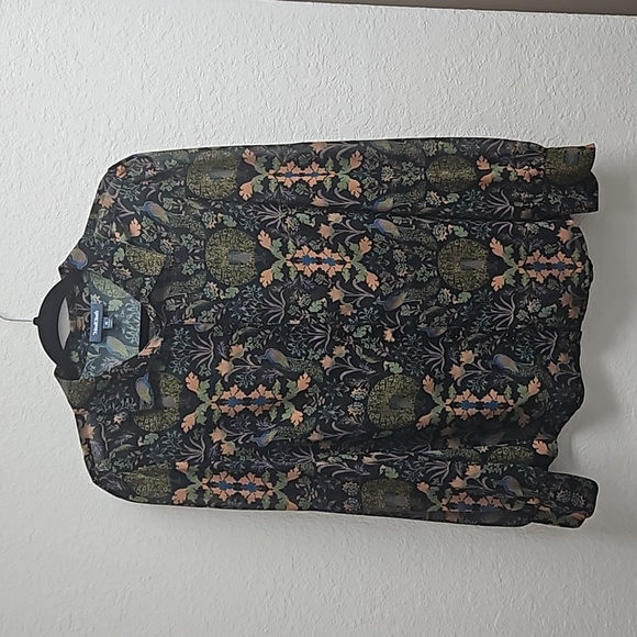 Modcloth Peacock Print Button Down Top EUC sz M - Picture 2 of 6